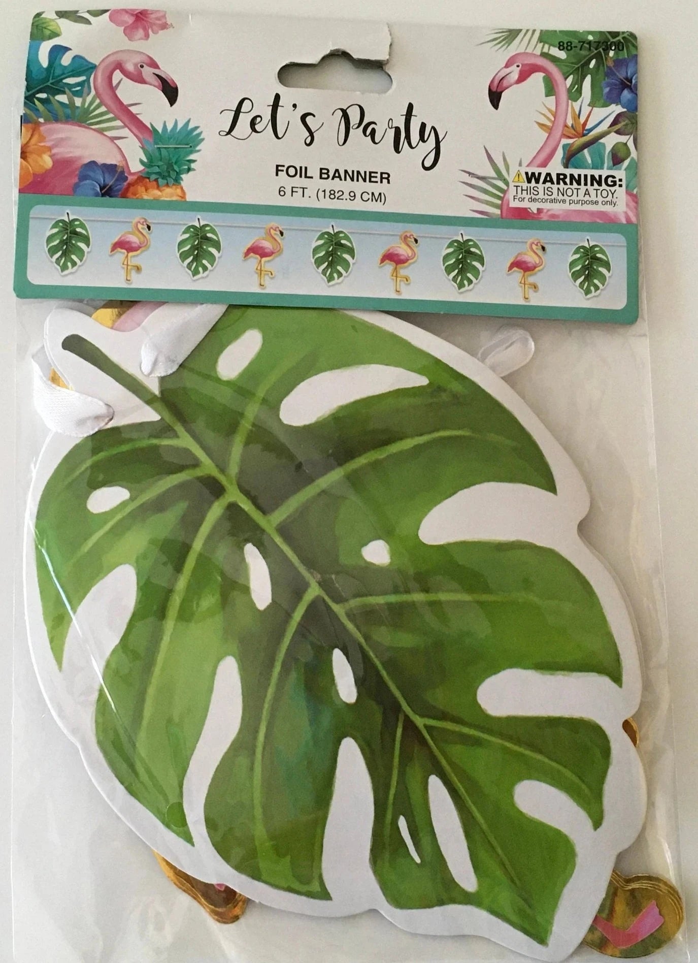 Let’s Party "Monstera Leaf and Flamingo" Ribbon Party Banner 6ft