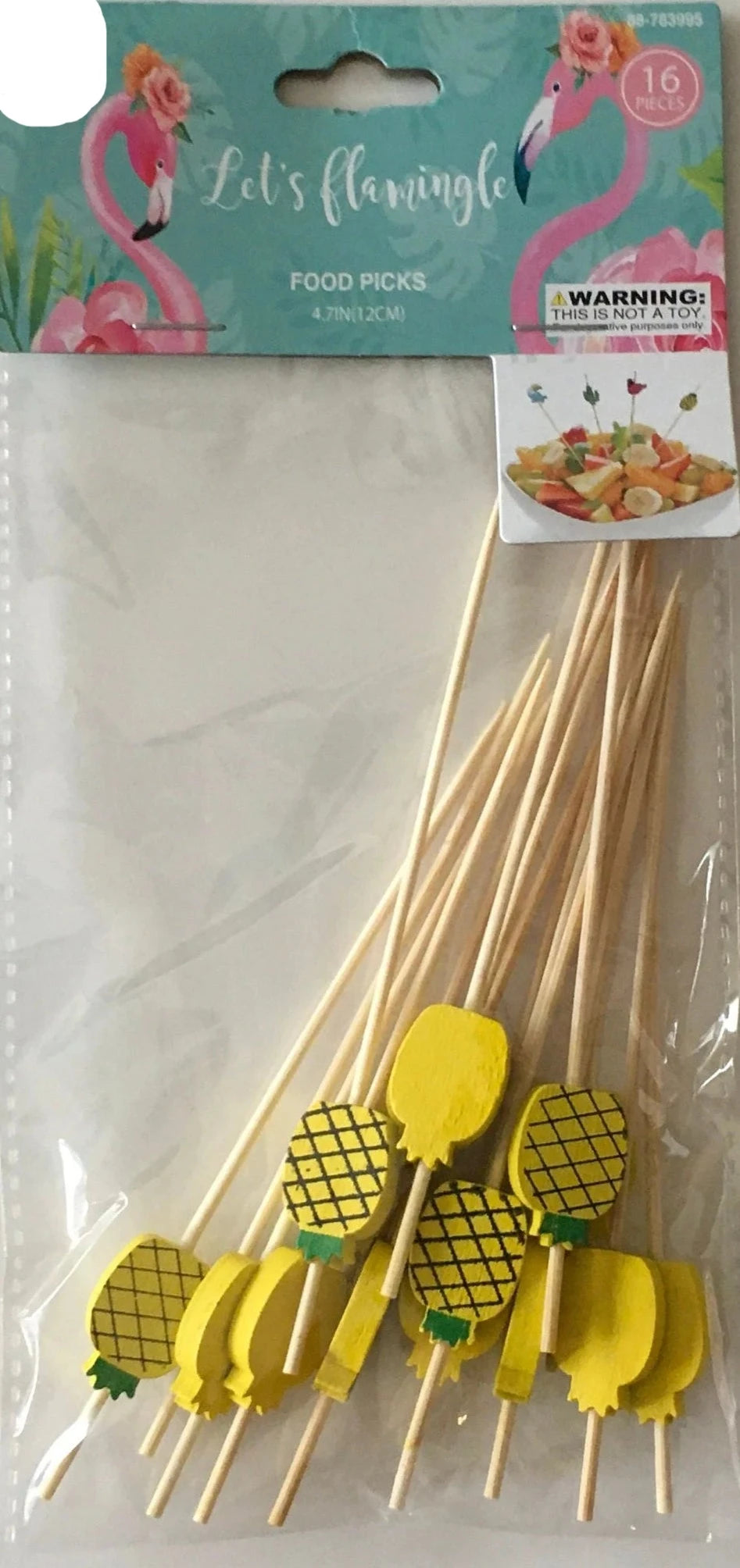 Let’s Flamingle "Pineapple" Wood Sticks Cocktail/Cupcake/Food Picks 16ct