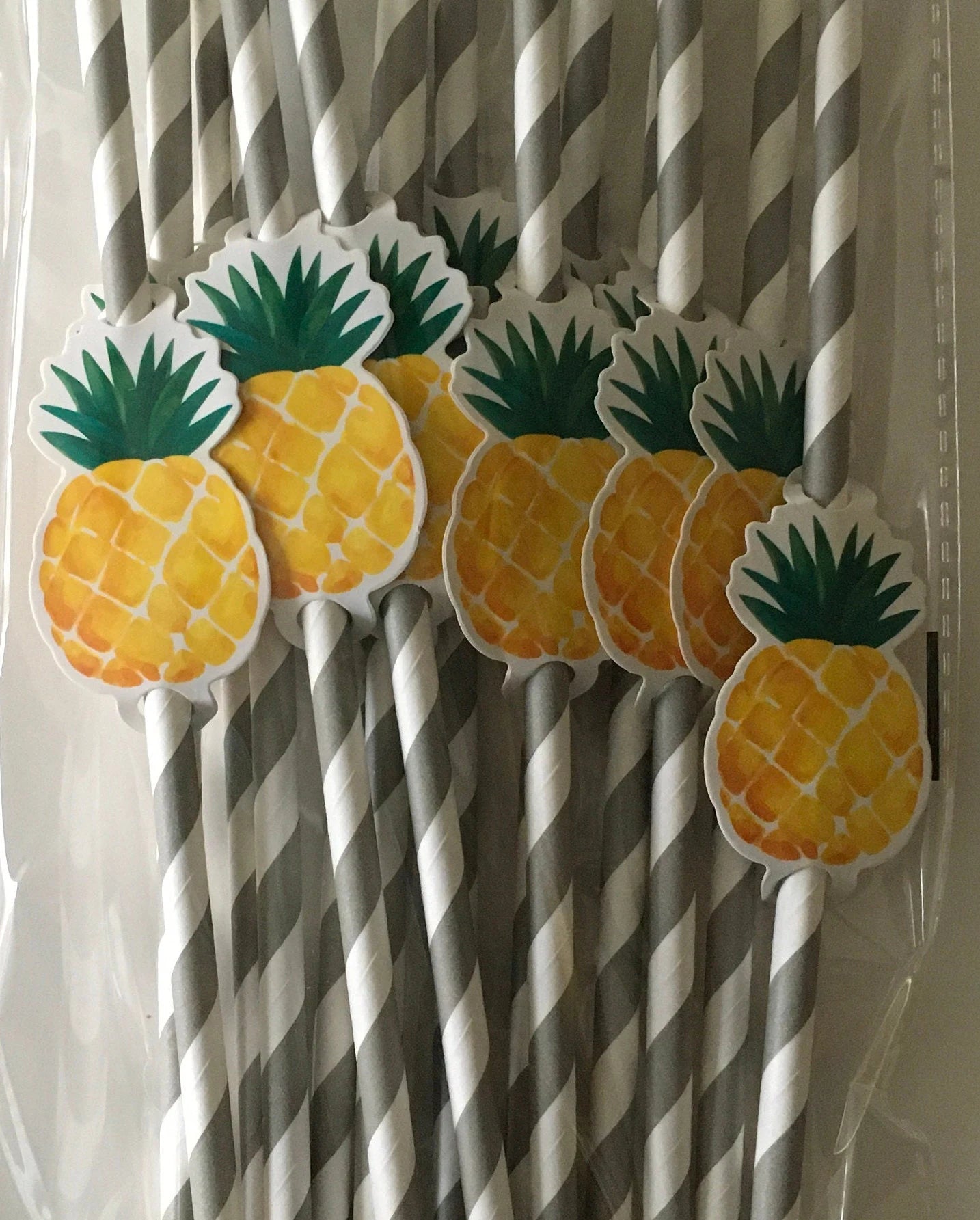 Sweet Summer "Pineapple" Decorated Drink Paper Straws 15ct