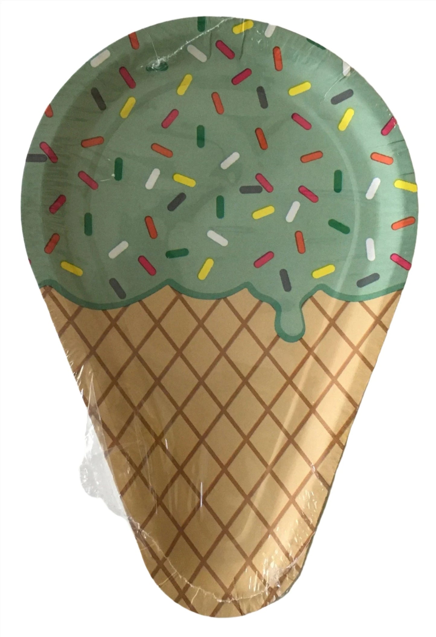 Ice Cream "Pistachio" Cone Shaped Salad/Dessert Paper Plates 8ct