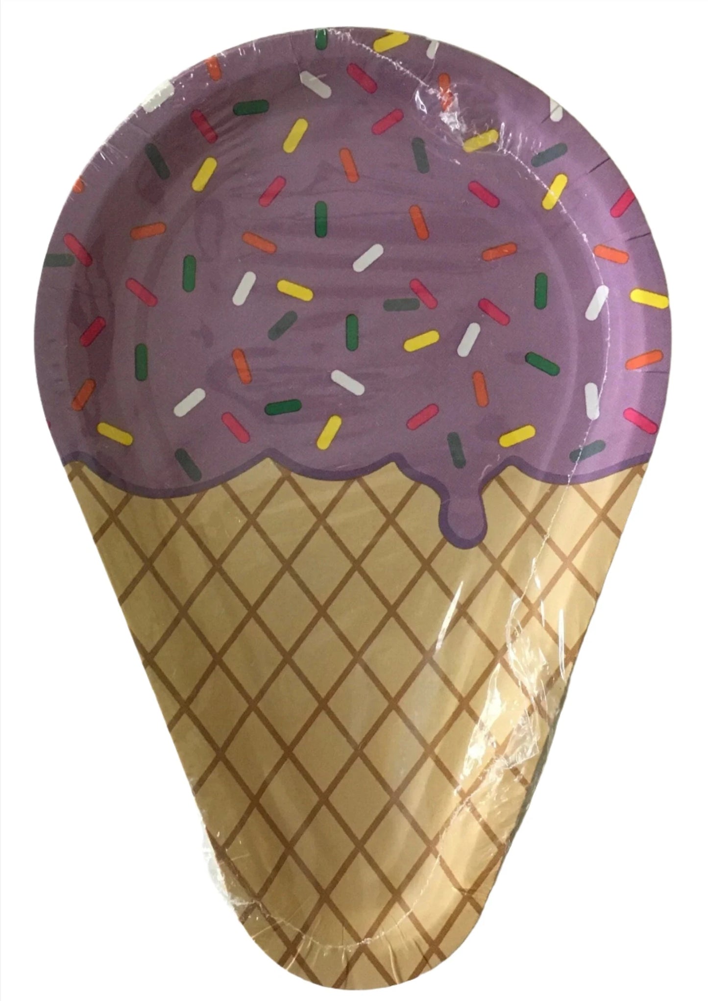 Ice Cream "Grape Soda" Cone Shaped Salad/Dessert Paper Plates 8ct