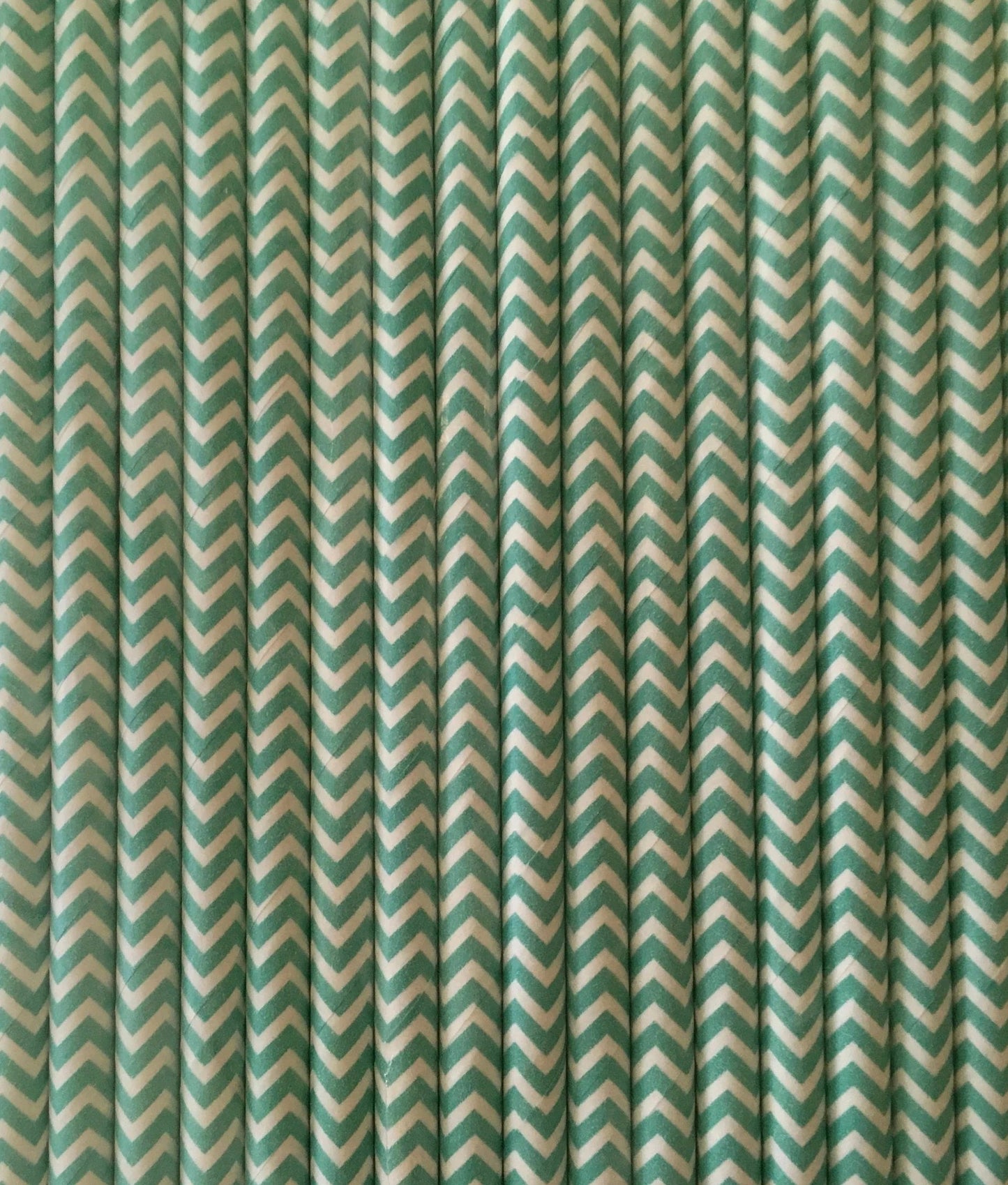 Sea Foam Green & White Chevron Line Pattern Paper Straws 18ct