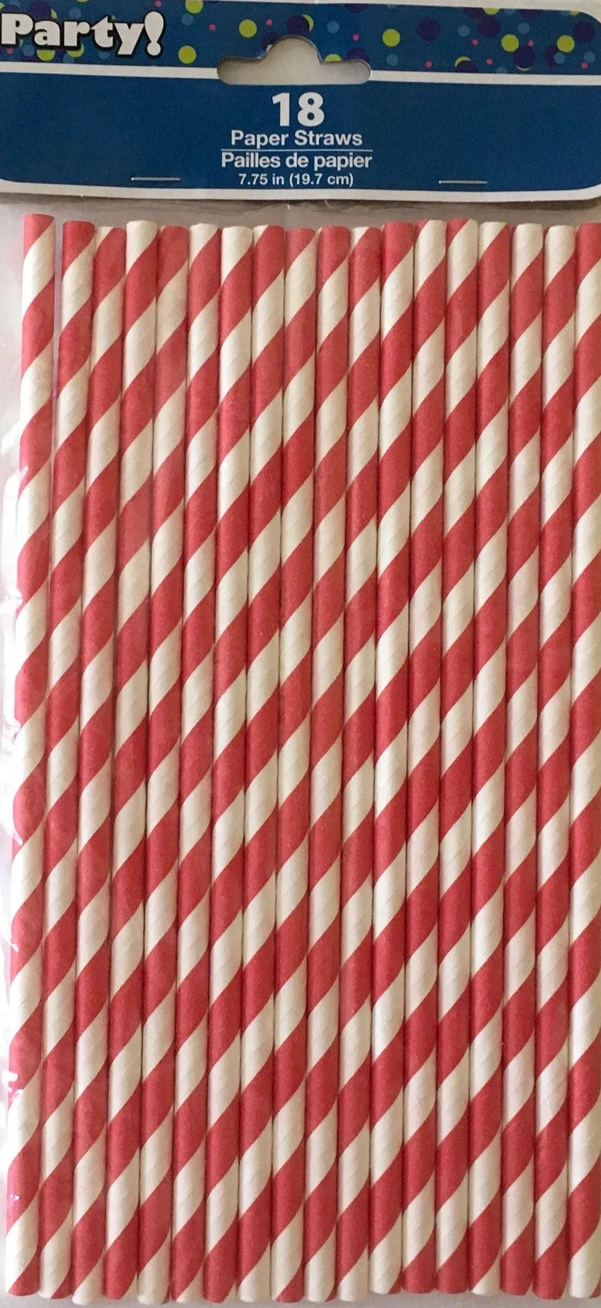 Red Striped Paper Straws 18ct