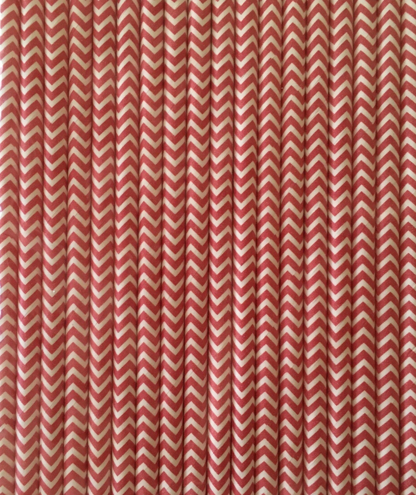 Rose Red & White Chevron Line Pattern Paper Straws 18ct