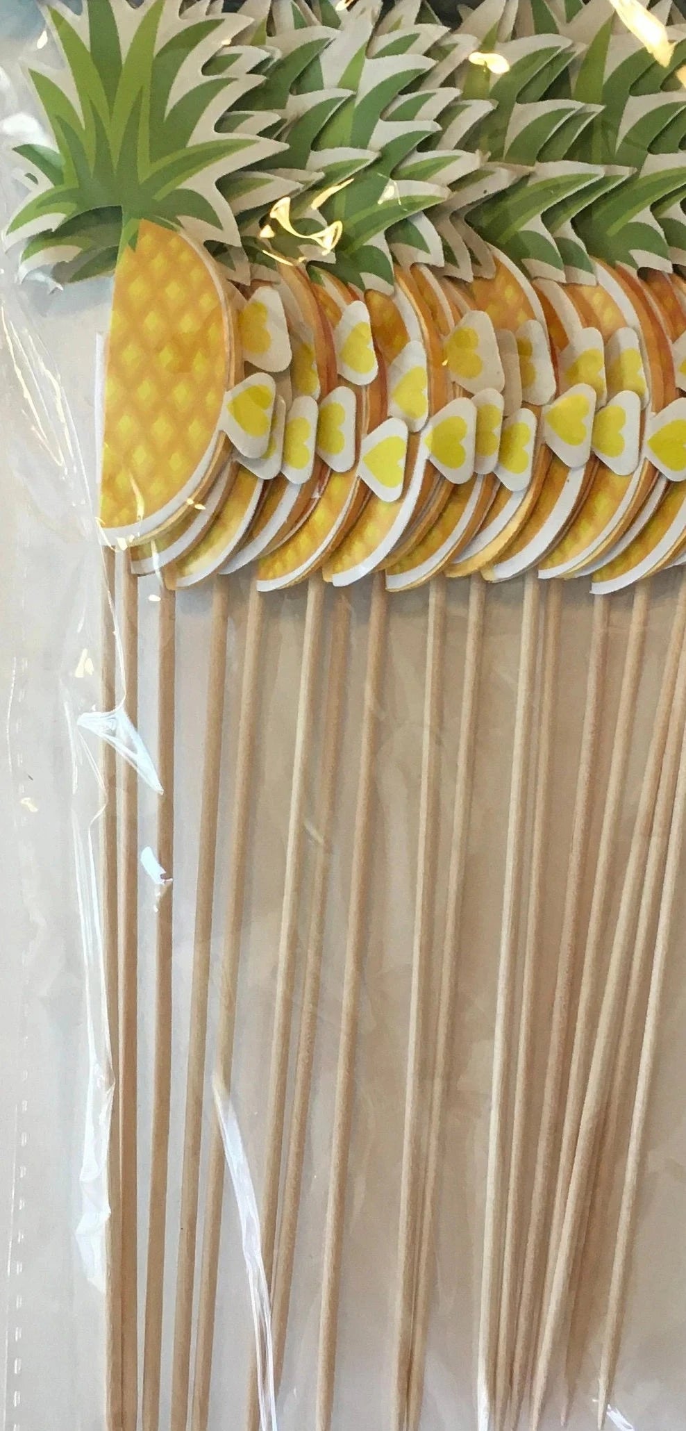 Let's Flamingle "Pineapple" Honeycomb Sticks Cocktail/Cupcake/Food Picks 18ct