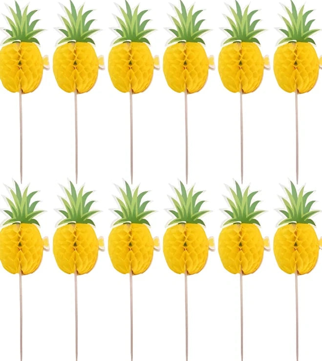 Let's Flamingle "Pineapple" Honeycomb Sticks Cocktail/Cupcake/Food Picks 18ct