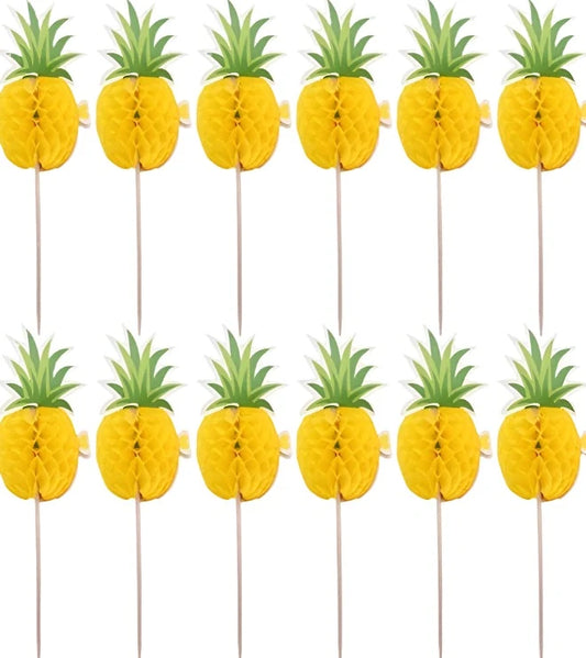 Let's Flamingle "Pineapple" Honeycomb Sticks Cocktail/Cupcake/Food Picks 18ct