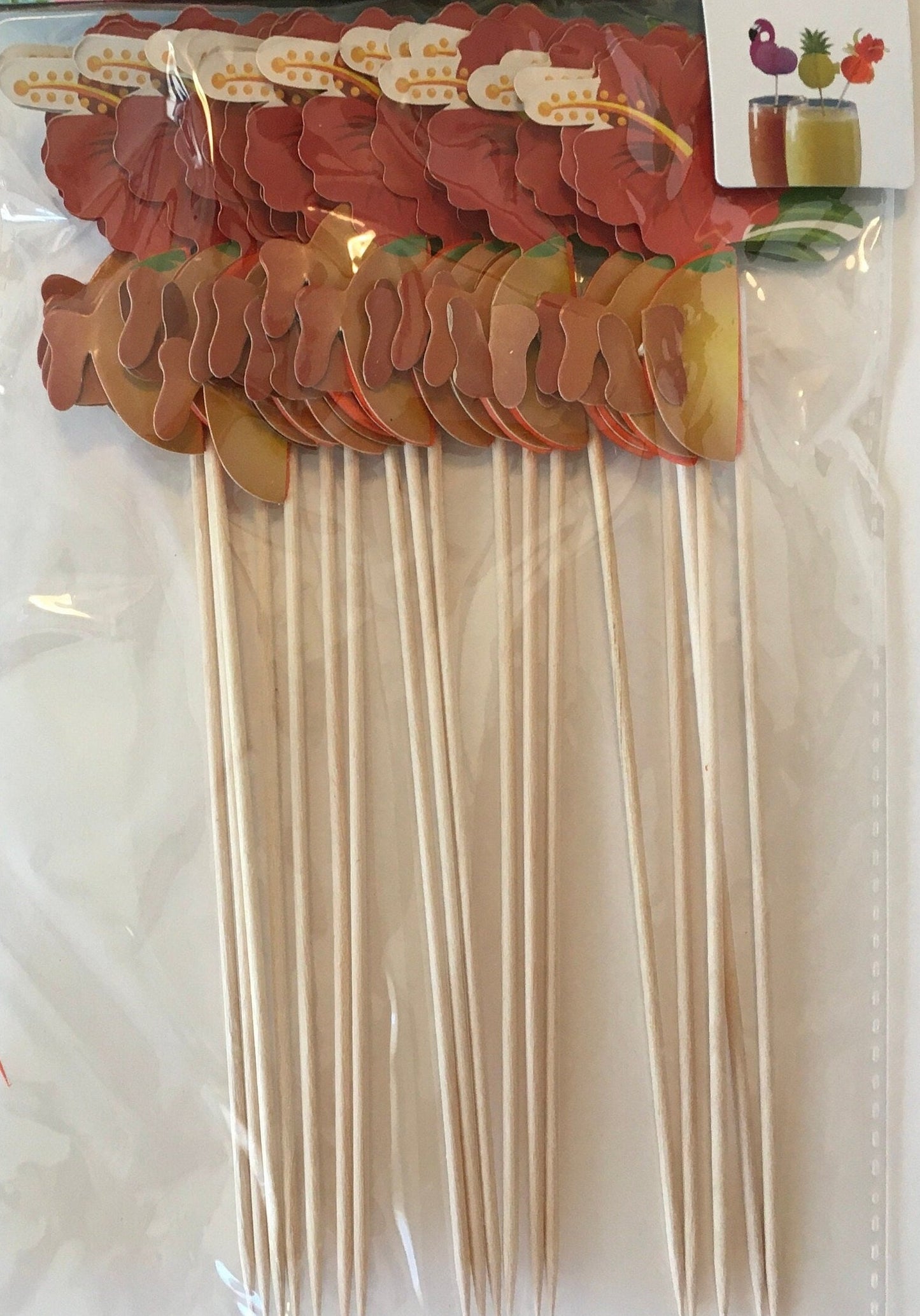 Let's Flamingle "Hibiscus" Honeycomb Sticks Cocktail/Cupcake/Food Picks 18ct