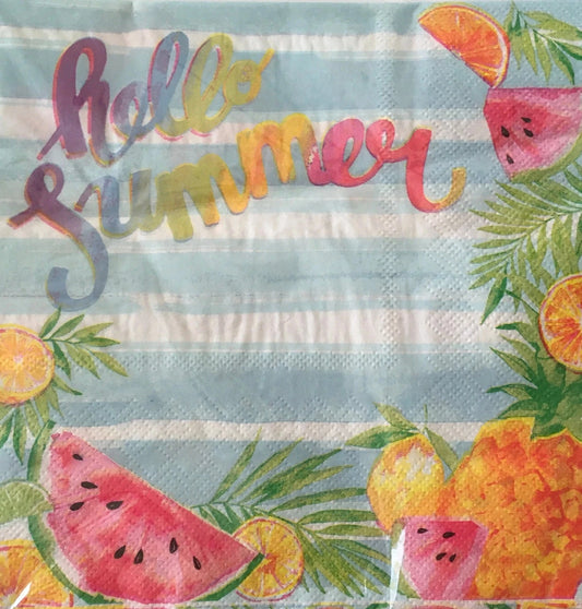 Summer Fun "Hello Summer" Luncheon Paper Napkins 18ct