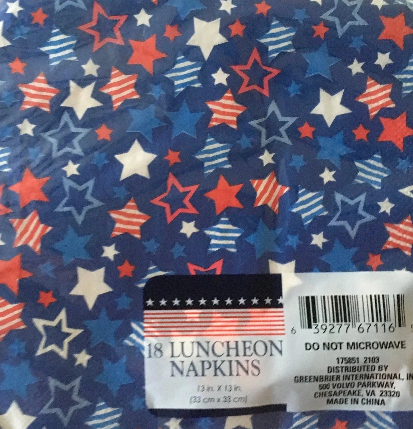 Patriotic Party "Stars" Luncheon Paper Napkins 18ct