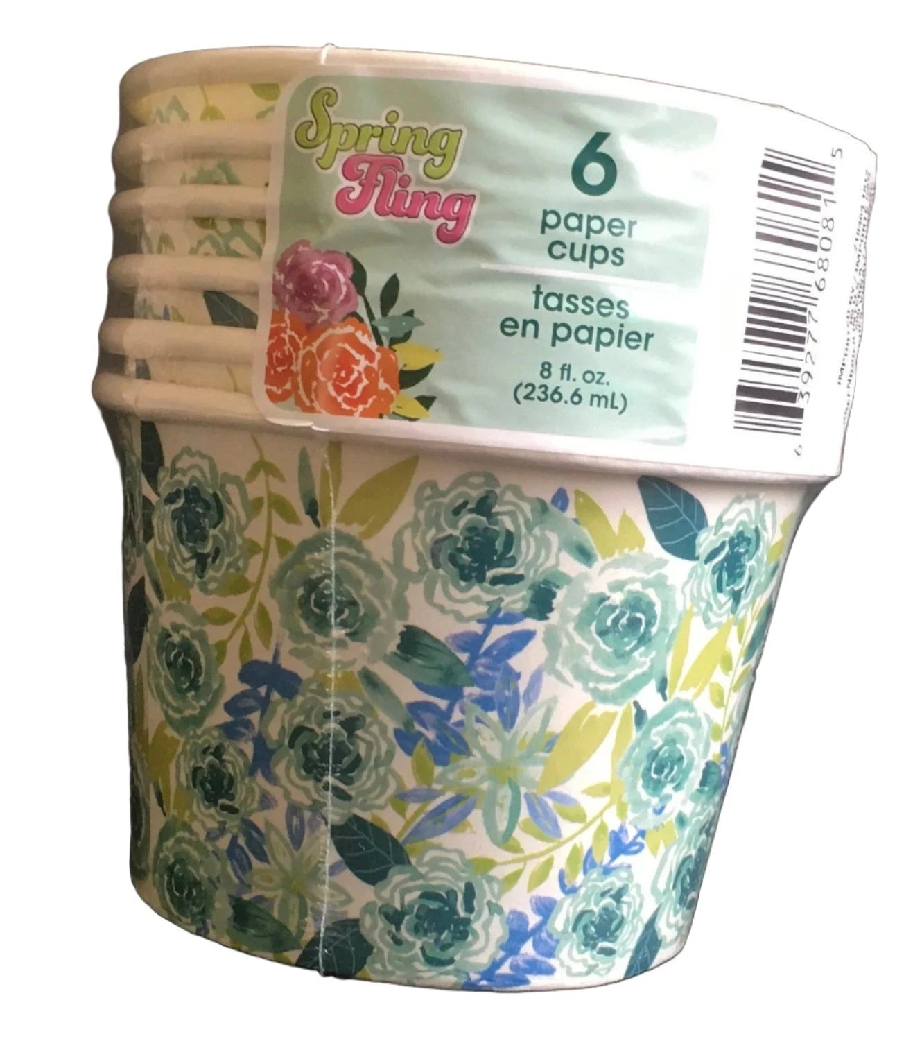 Garden Spring Fling "Sentiment Blue Floral" Paper Treat Cups 6ct