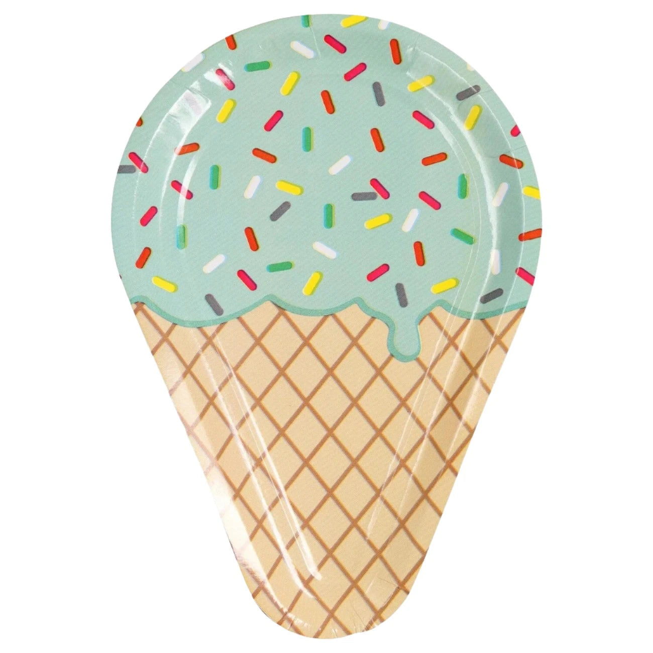 Ice Cream "Pistachio" Cone Shaped Salad/Dessert Paper Plates 8ct