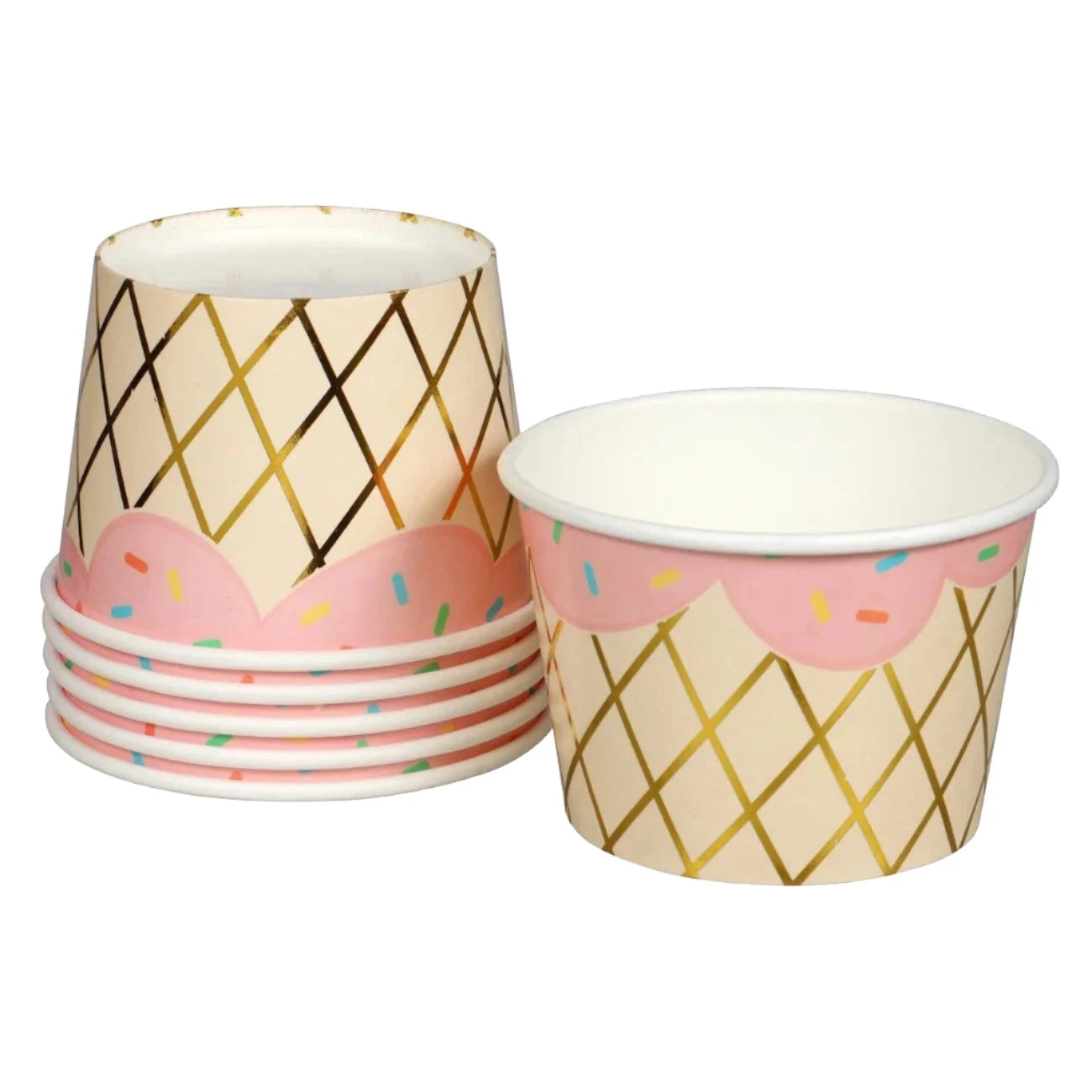 Ice Cream "Strawberry" Cone Shaped Paper Treat Cups 6ct