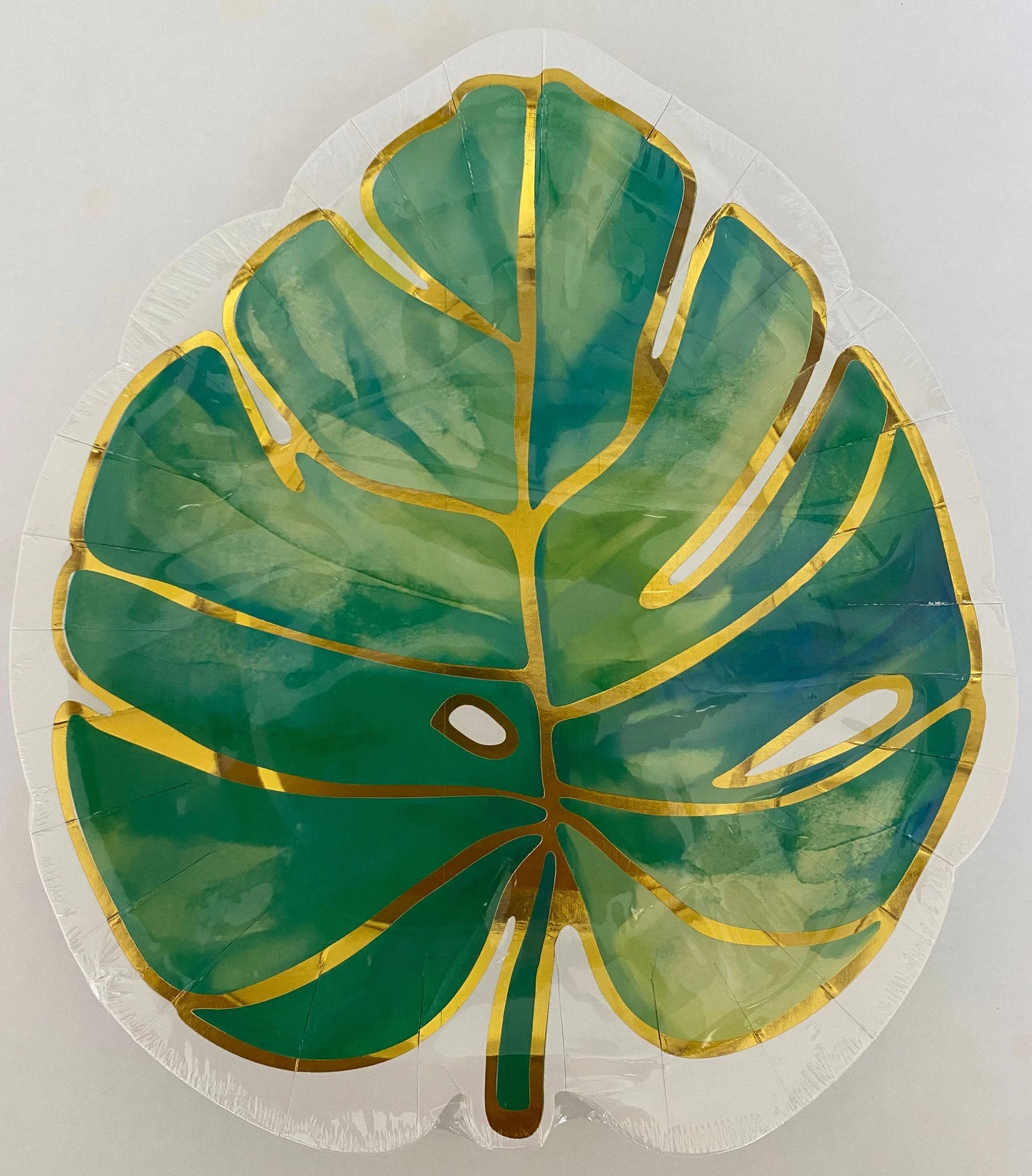 Let’s Flamingle "Summer Fun Monstera Leaf" Shaped Salad/Dessert Paper Plates 8ct