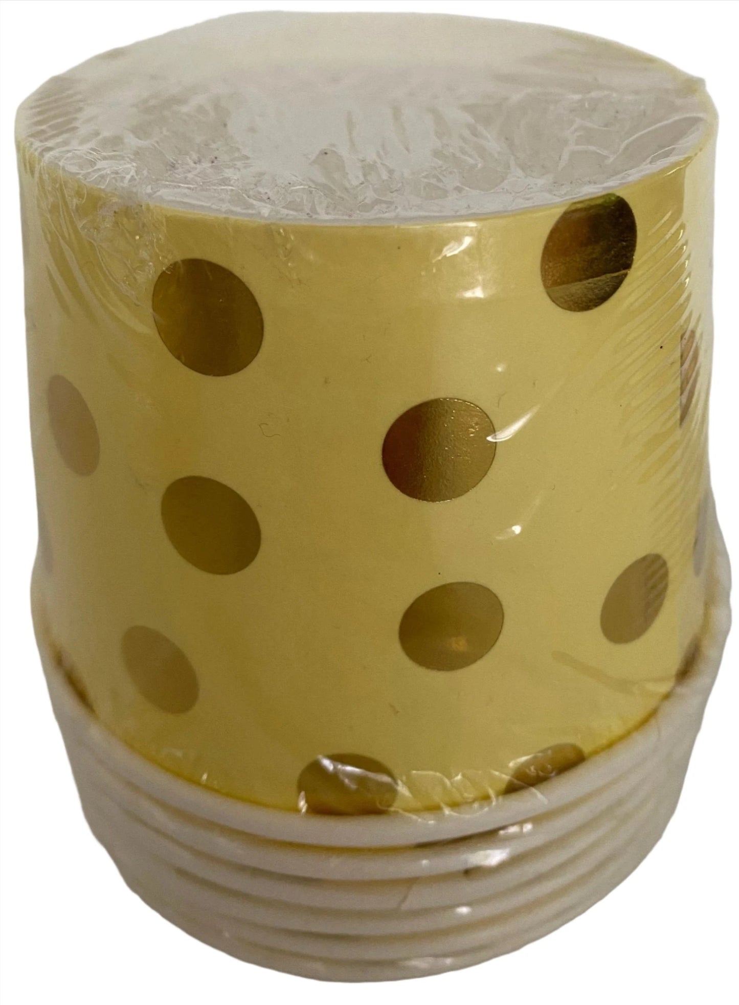 Garden Spring Fling ''Pretty Pastels Light Yellow" Gold Foil Polka Dot Paper Treat Cups 6ct