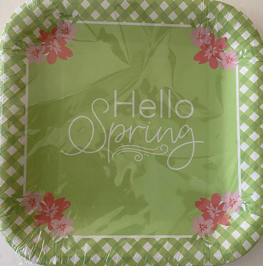 Garden Spring Fling "Hello Spring" Lunch Square Paper Plates 12ct