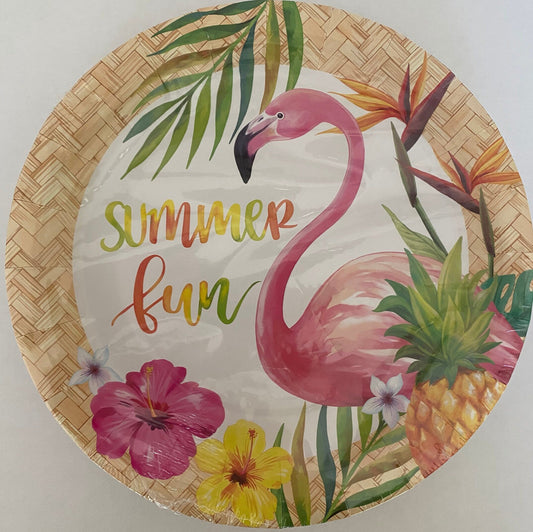 Let's Flamingle "Summer Fun" Lunch Paper Plates 12ct