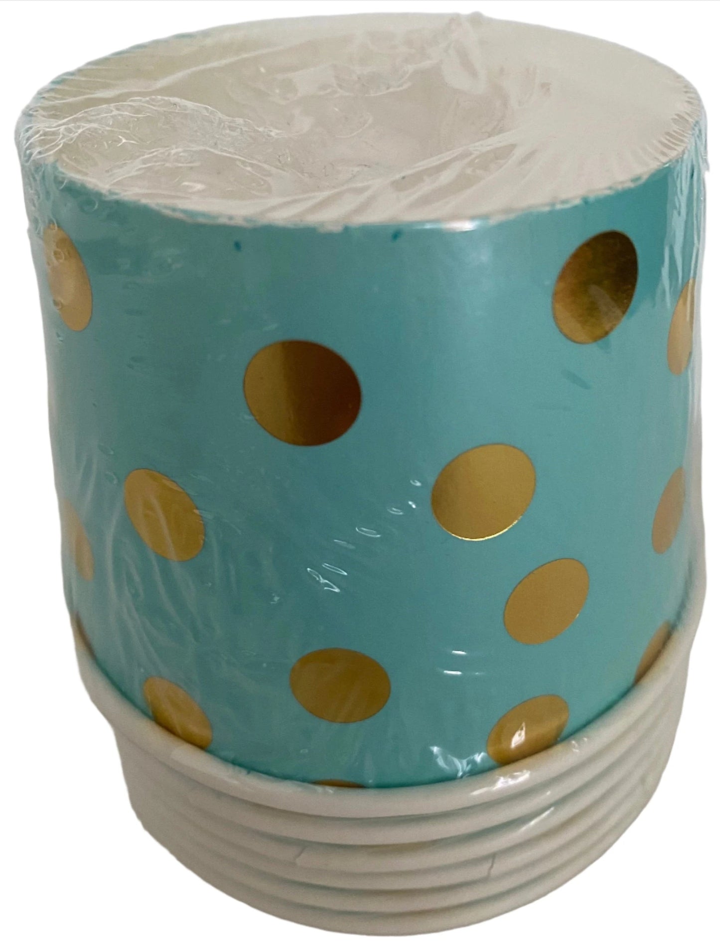 Garden Spring Fling ''Pretty Pastels Turquoise" Gold Foil Polka Dot Paper Treat Cups 6ct