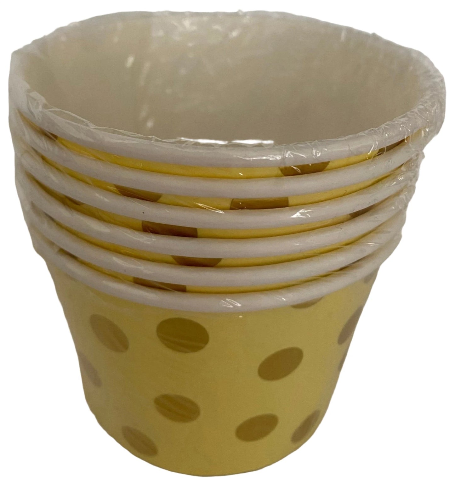 Garden Spring Fling ''Pretty Pastels Light Yellow" Gold Foil Polka Dot Paper Treat Cups 6ct