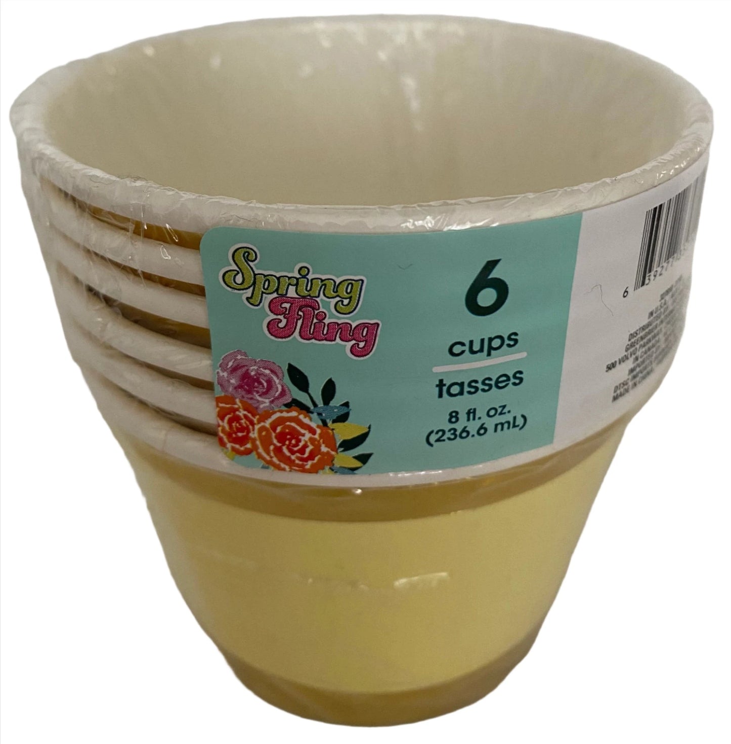 Garden Spring Fling ''Pretty Pastels Light Yellow" Gold Foil Trim Paper Treat Cups 6ct