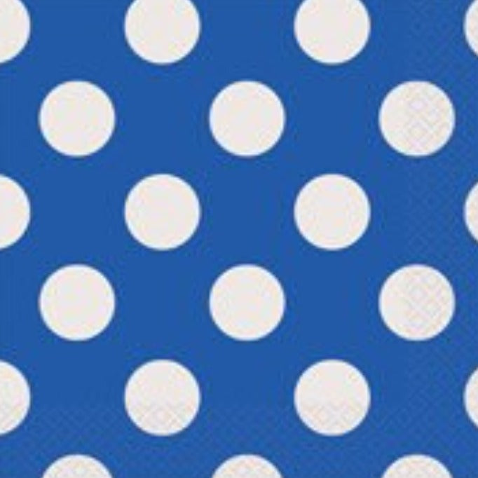 Electric Blue Polka Dots Luncheon Paper Napkins 2 Ply 45ct