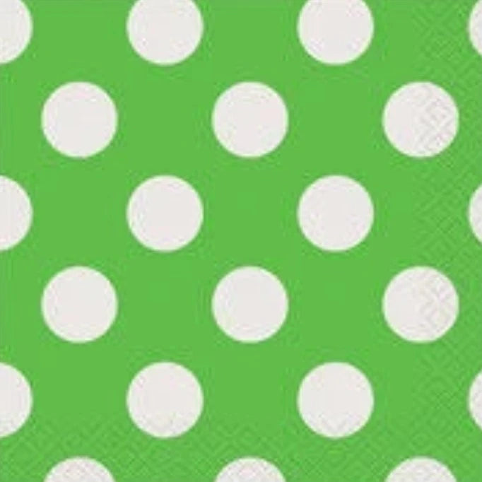 Lime Green Polka Dots Luncheon Paper Napkins 2 Ply 45ct