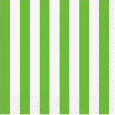 Lime Green Striped Beverage/Cocktail Paper Napkins 60ct