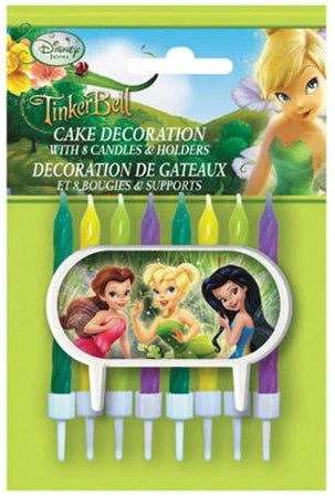 Tinker Bell & Fairies Cake Decoration With 8 Birthday Candles and Holders