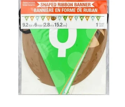 Sloth Party Happy Birthday Shaped Ribbon Banner 9ft